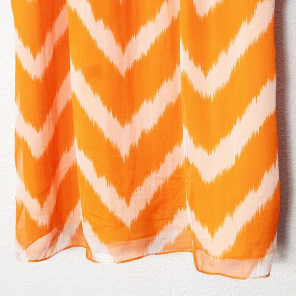 Milly Women’s Top Orange Chevron Sheer Beaded Neckline Lined Sleeveless Size 4 - Picture 5 of 10